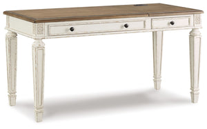 Realyn - Home Office Lift Top Desk - White / Brown - R&R Furniture Gallery (Fountain Valley, CA)