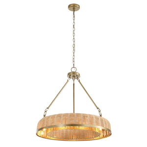 Ladakh - 9 Light Round Wicker Pendant - Gold