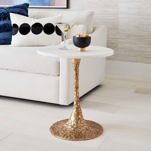 Chiseled - Side Table - Gold / White