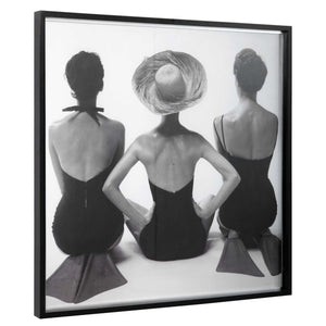 Framed print of 1959 ladies' black swimwear fashion illustration by Uttermost, showcasing vintage swimwear design artwork.