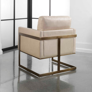 Alexandra - Accent Chair - Brass / Brown / White