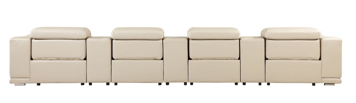 9762 - 7-Piece Italian Top Grain Leather Power Reclining Sofa With 4 Power Recliners - Beige