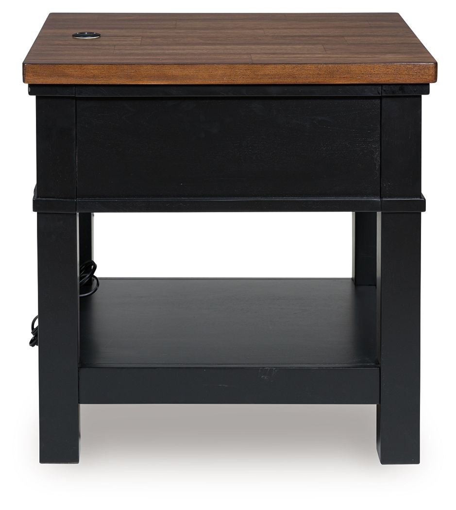 Wildenauer - Rectangular End Table - Brown / Black - R&R Furniture Gallery (Fountain Valley, CA)