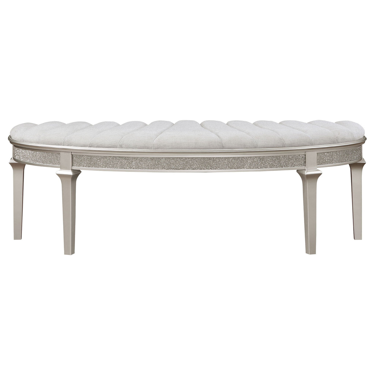 Colwood - Upholstered Curved With Channel Tufting And Slender Tapered Legs - Silver Gray