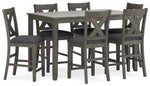 Caitbrook - Rect Drm Counter Table Set (Set of 7) - Gray - R&R Furniture Gallery (Fountain Valley, CA)