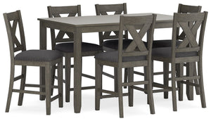 Caitbrook - Rect Drm Counter Table Set (Set of 7) - Gray - R&R Furniture Gallery (Fountain Valley, CA)