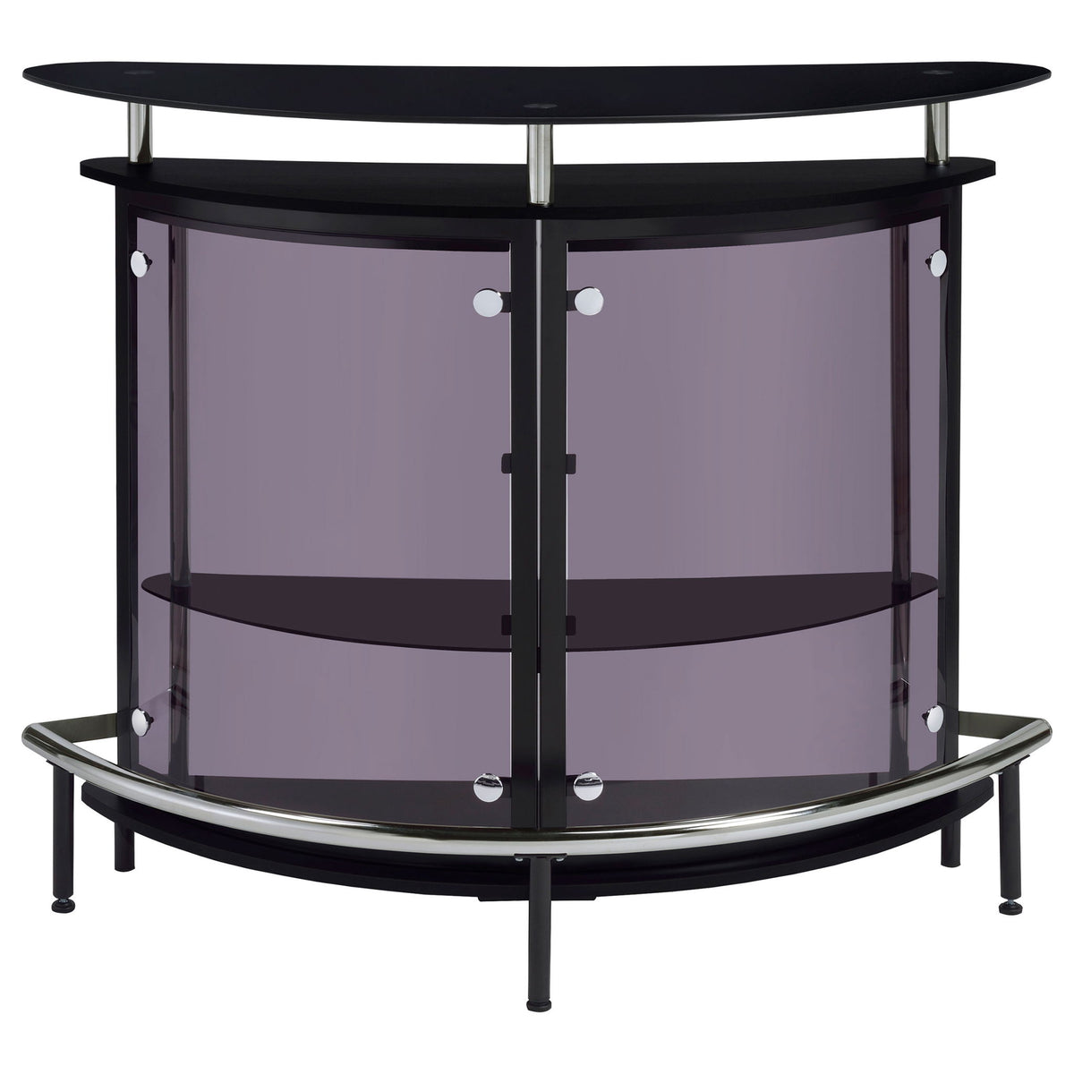 Strick & Bolton - Freestanding Glass Top Home Bar Wine Cabinet With Panels - Black