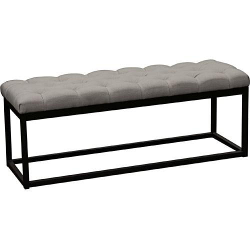 Mateo Black Powder Coat Metal Small Linen Tufted Bench - Grey