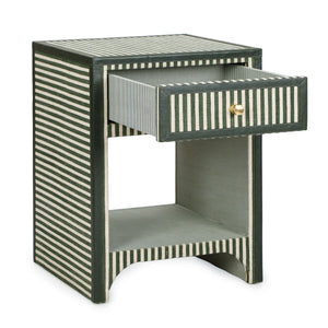 TOV Furniture Kora Cotton Jute Nightstand with a modern accent design, featuring a woven texture and sleek storage drawer.