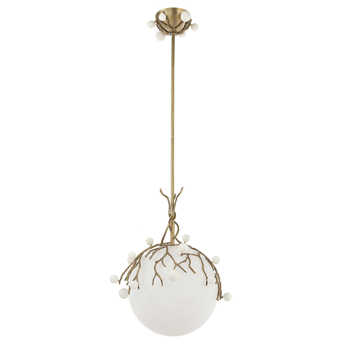 Budding Branches - Pendant - Light Antique Brass / White