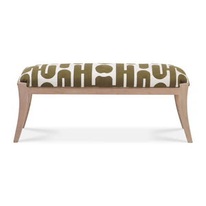 Arielle - Embroidered Bench - Olive / White - R&R Furniture Gallery (Fountain Valley, CA)
