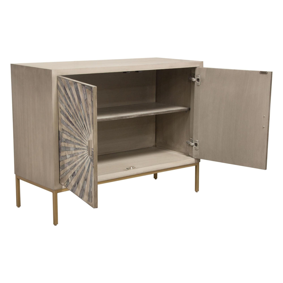 Prisma 2-Door Accent Cabinet w/ Dyed Bone Inlay Sunburst w/ Brass Legs by Diamond Sofa