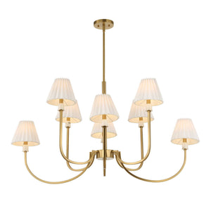 Poppins - 8 Light Brass Chandelier - White / Gold
