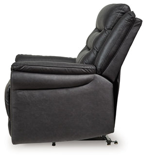 Signature Design by Ashley Oatman Power Lift Recliner in fabric with plush cushioning and a sturdy lift mechanism.