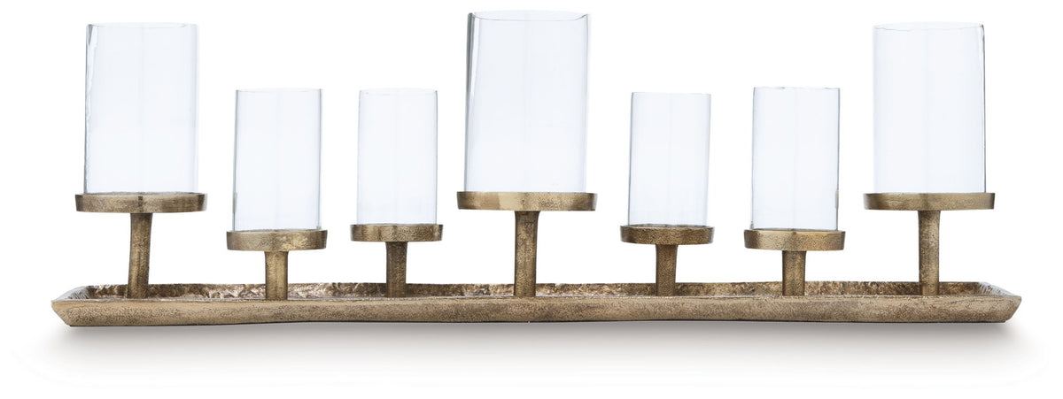 Wallmond - Candle Holder - Antique Brass Finish - R&R Furniture Gallery (Fountain Valley, CA)