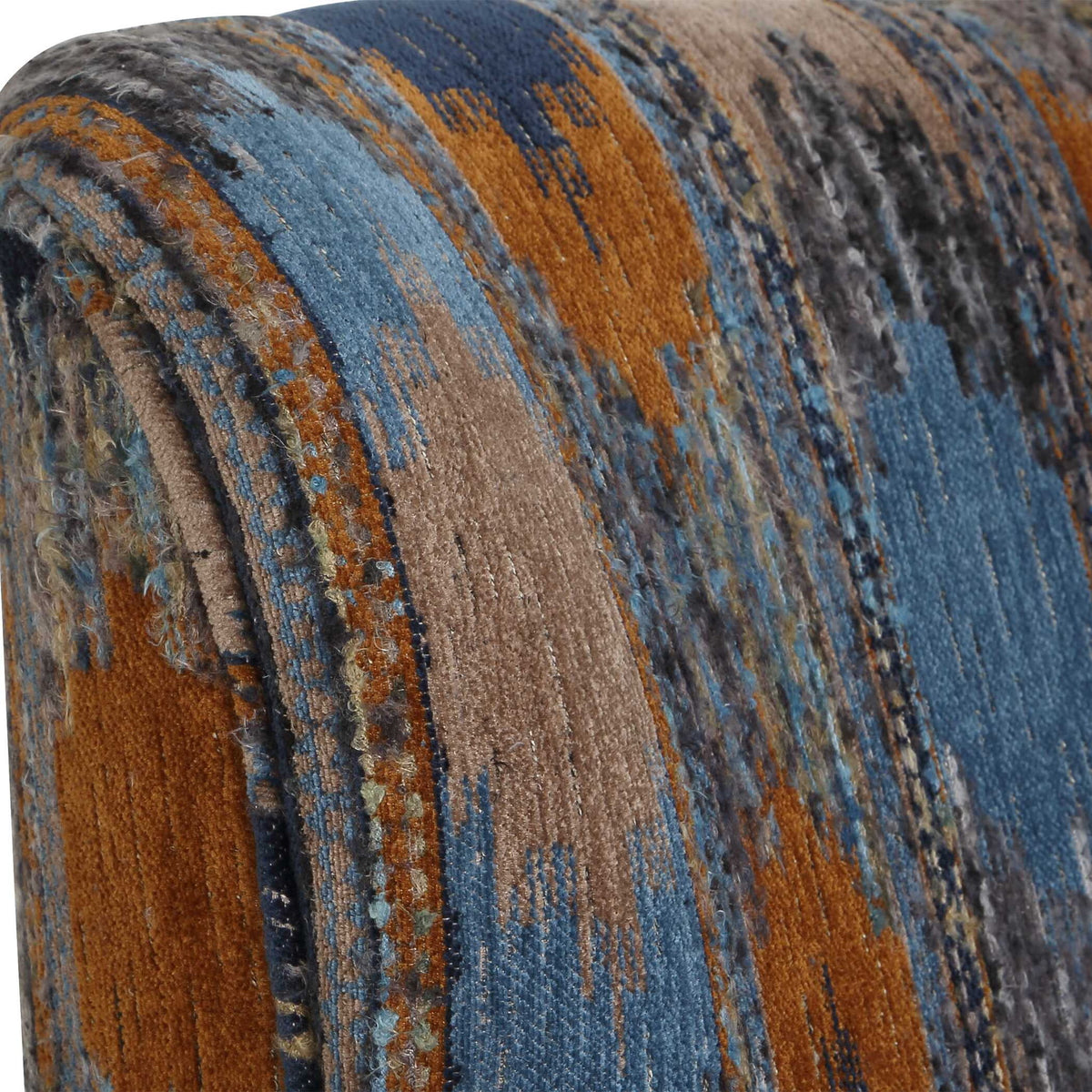 Lainey - Upholstered Ikat Armchair - Blue / Brown / Orange