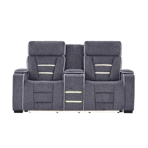 Austin - Console Reclining Loveseat With Storage Arms - Gray