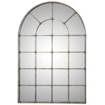 Uttermost Barwell Arch Pearl Silver wall mirror with a sleek, arched design and reflective surface for elegant wall decor.