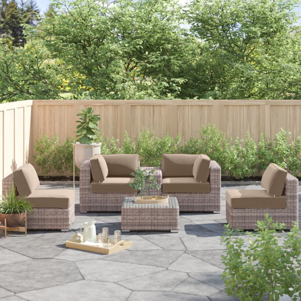 Outdoor Wicker Seating Group With Cushions