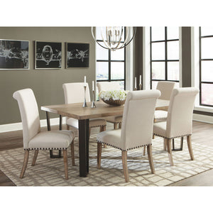 Upholstered Dining Chair With Rolled Edge Seat Back (Set of 2) - Beige