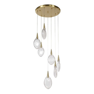 Deluge - 7 Light LED Pendant - Brass