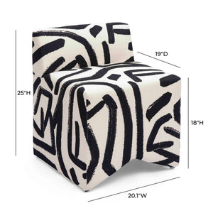 Pippa - Brushstroke Print Stool - Black / White - R&R Furniture Gallery (Fountain Valley, CA)