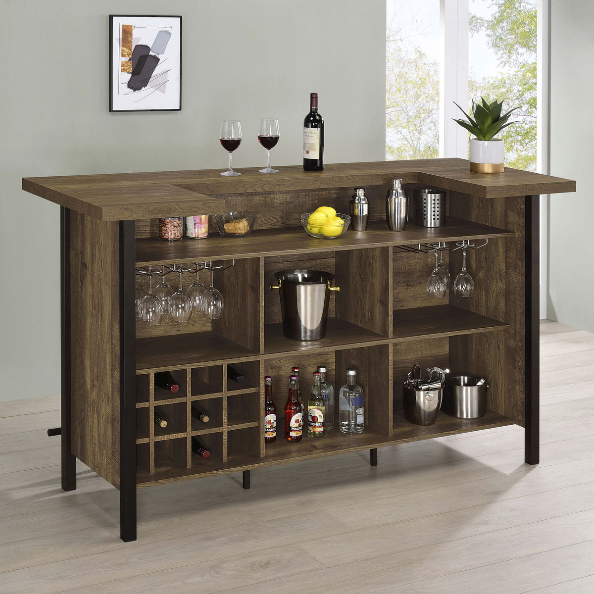 Lampton - Freestanding Home Bar - Oak
