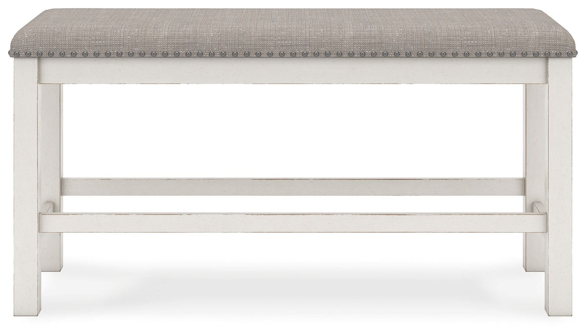 Robbinsdale - Dbl Counter Height Upholstered Dining Bench - Antique White - R&R Furniture Gallery (Fountain Valley, CA)
