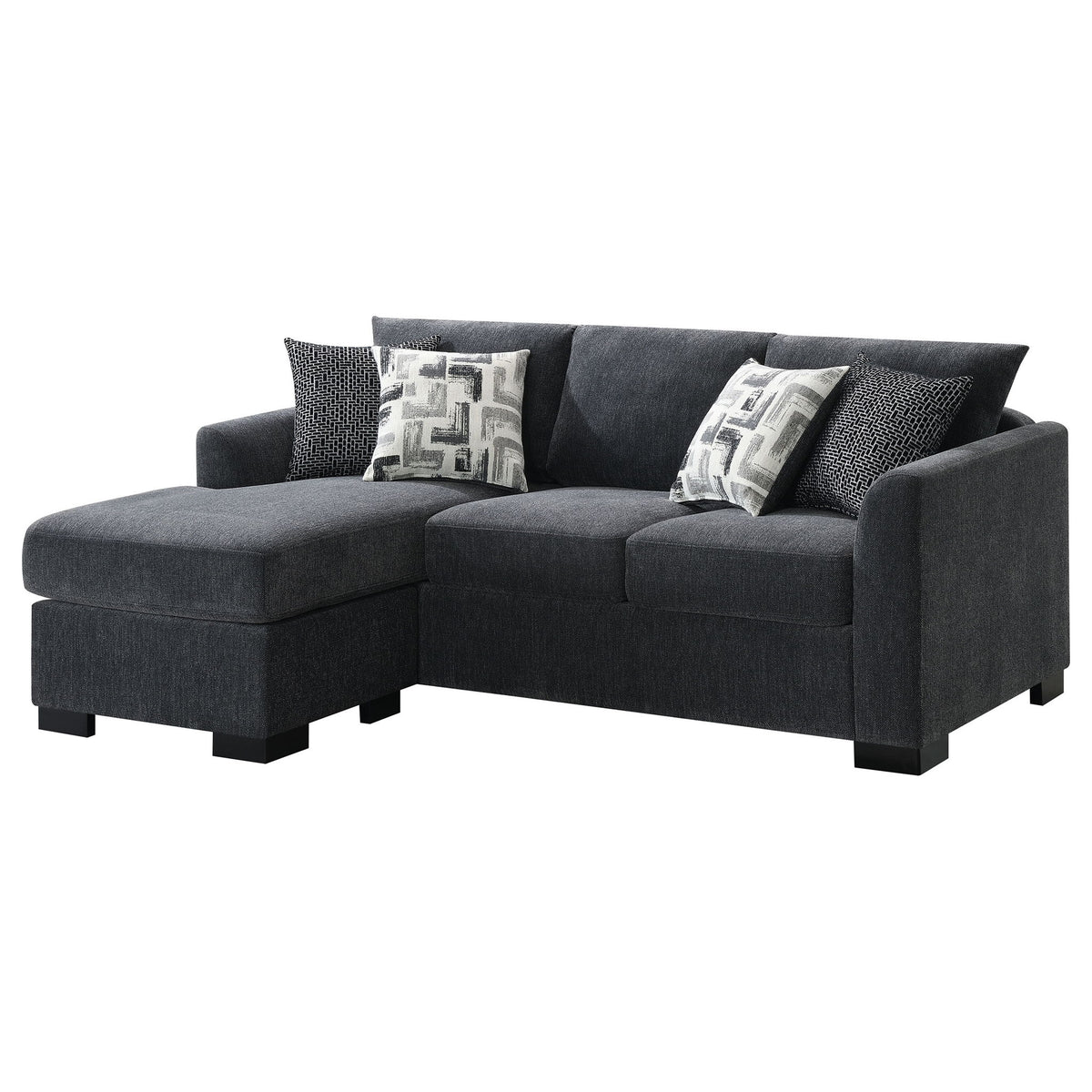 Pacheco - Upholstered Sleeper Sectional Chaise Sofa With Pocket Coils And Reversible Cushions - Dark Gray