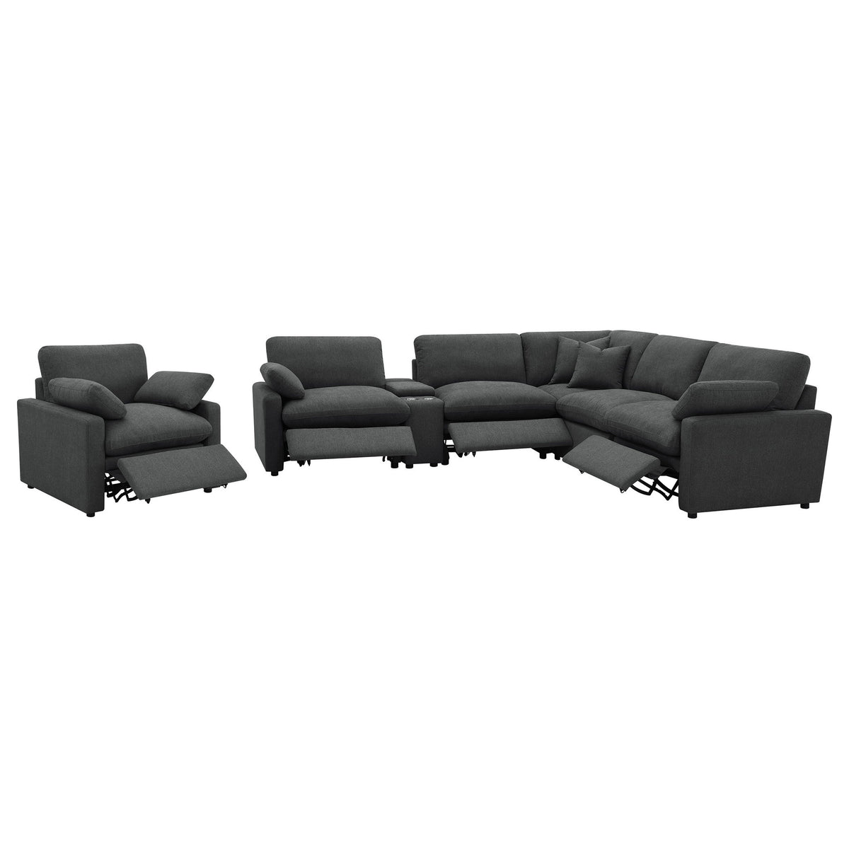 Hollander - 6 Piece Modular Power Reclining Sectional - Dark Gray