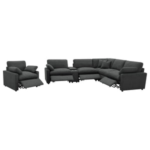 Hollander - 6 Piece Modular Power Reclining Sectional - Dark Gray