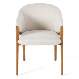 Lunde Cream Fabric and Walnut Arm Dining Chair — view 2