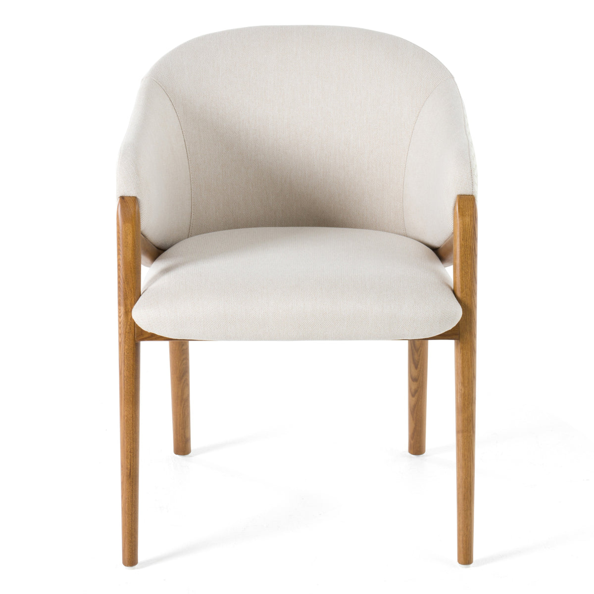 Lunde Cream Fabric and Walnut Arm Dining Chair — view 2