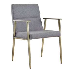 Sabri - Contemporary Grey & Antique Brass Arm Dining Chair — view 5