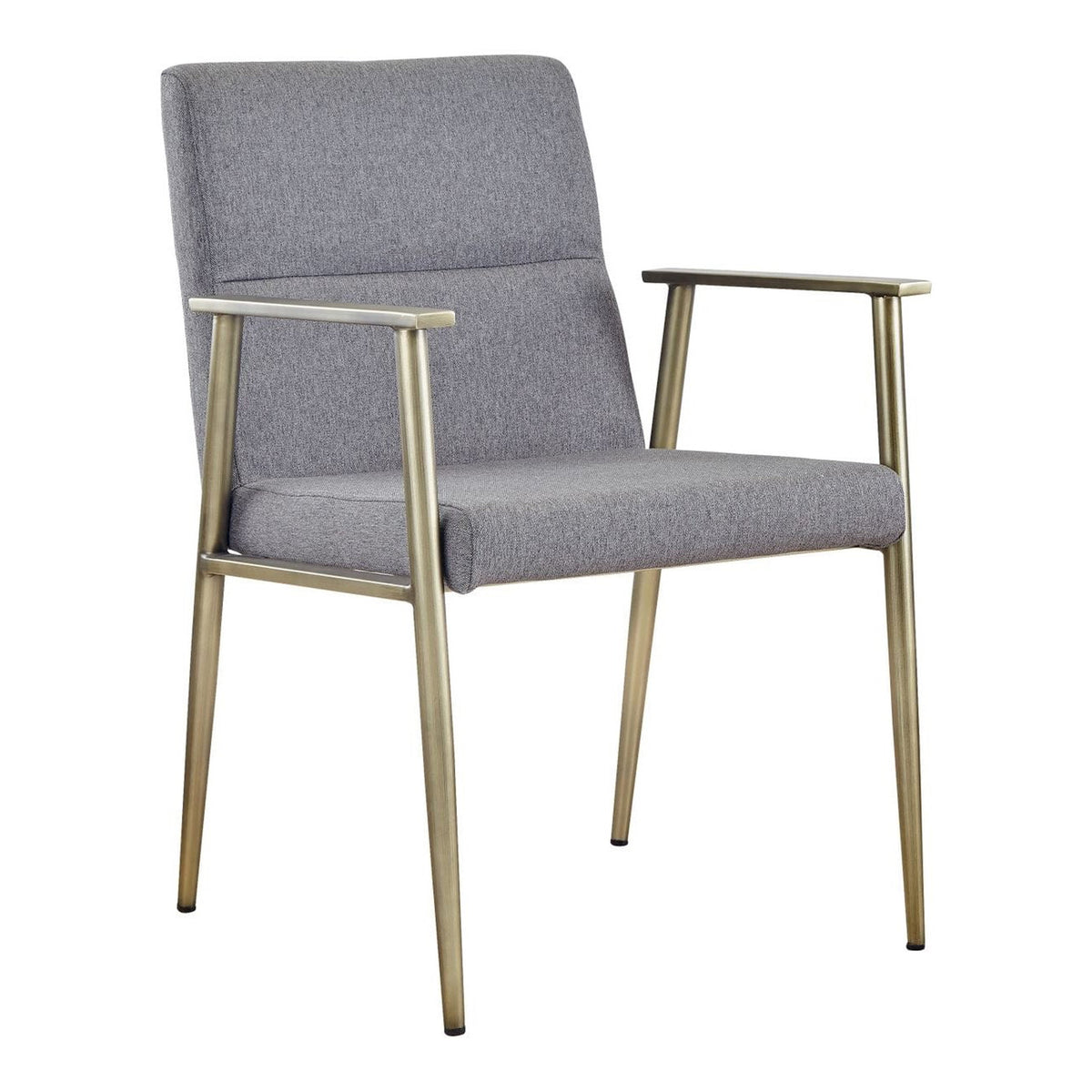 Sabri - Contemporary Grey & Antique Brass Arm Dining Chair — view 5