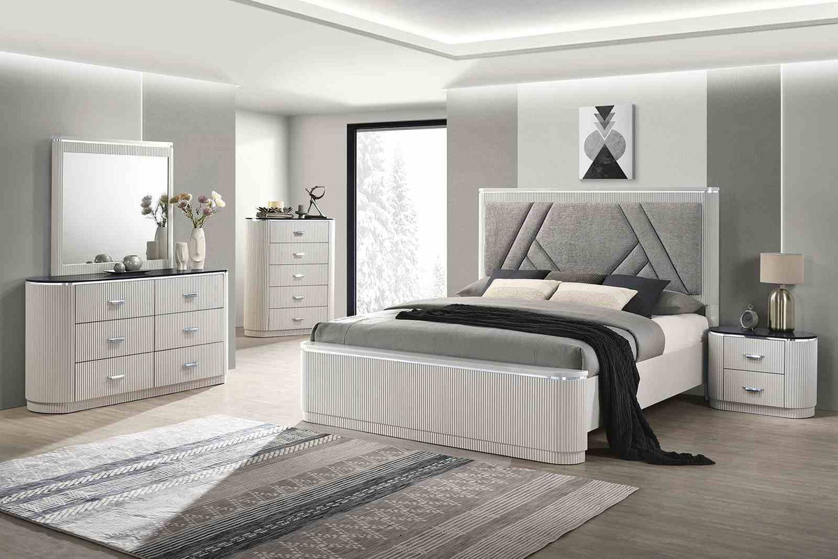 Aldgate - E.King Bed, Light Gray