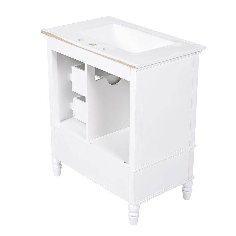 30" Bathroom Vanity With Sink, 3 Drawers, Adjustable Feet - R&R Furniture Gallery (Fountain Valley, CA)