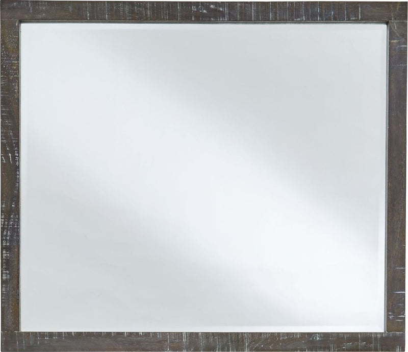 Townsend Solid Wood Beveled Glass Mirror in Gunmetal