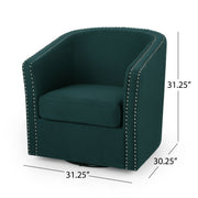 Noble House modern upholstered swivel club chair with nailhead trim, featuring a plush seat and stylish design.
