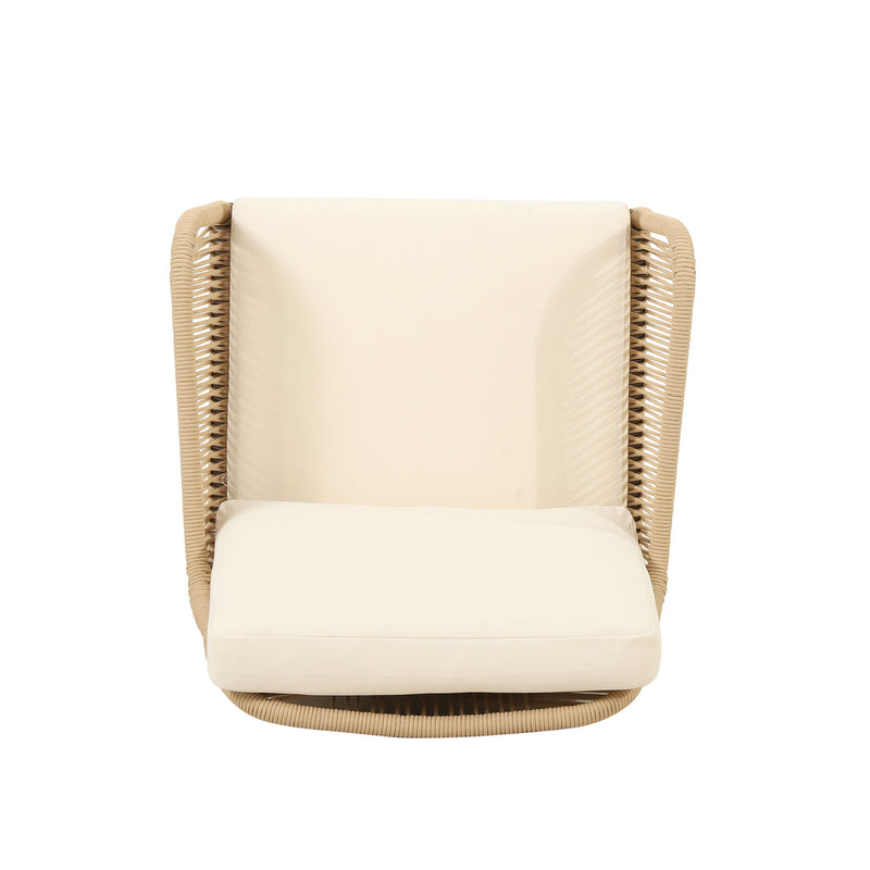 Hueber - Outdoor And Rope 4 Seater Chat Set With Cushions - Teak