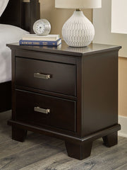 Covetown - Two Drawer Night Stand - Dark Brown - R&R Furniture Gallery (Fountain Valley, CA)