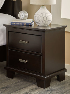 Covetown - Two Drawer Night Stand - Dark Brown - R&R Furniture Gallery (Fountain Valley, CA)