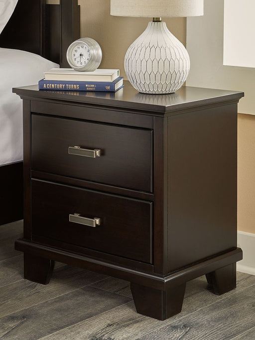 Covetown - Two Drawer Night Stand - Dark Brown - R&R Furniture Gallery (Fountain Valley, CA)