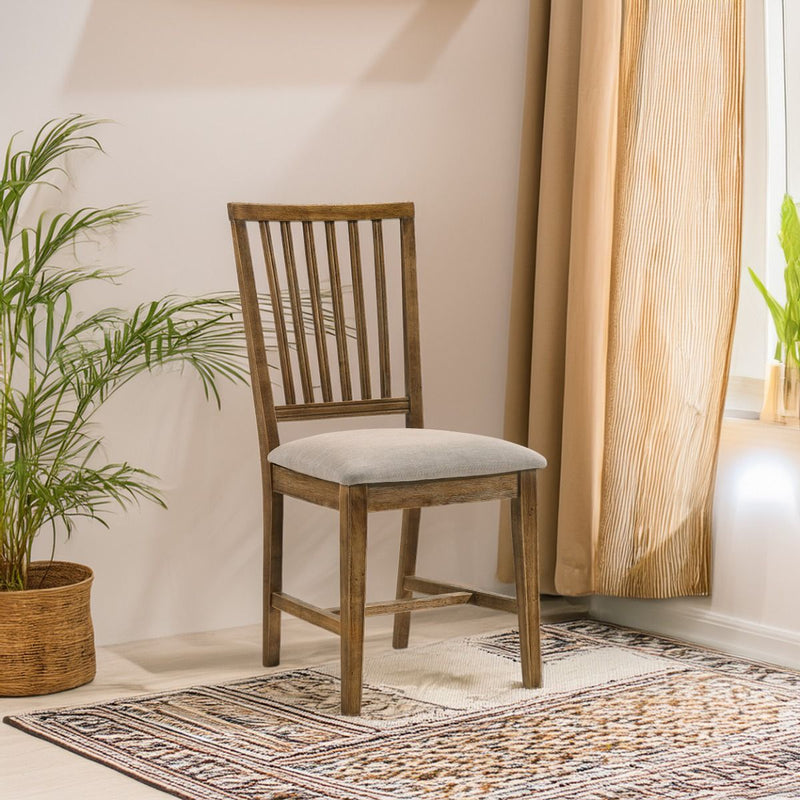 Wallace II - Side Chair (Set of 2) - Tan Linen & Weathered Oak - R&R Furniture Gallery (Fountain Valley, CA)