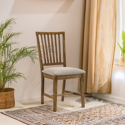 Wallace II - Side Chair (Set of 2) - Tan Linen & Weathered Oak - R&R Furniture Gallery (Fountain Valley, CA)