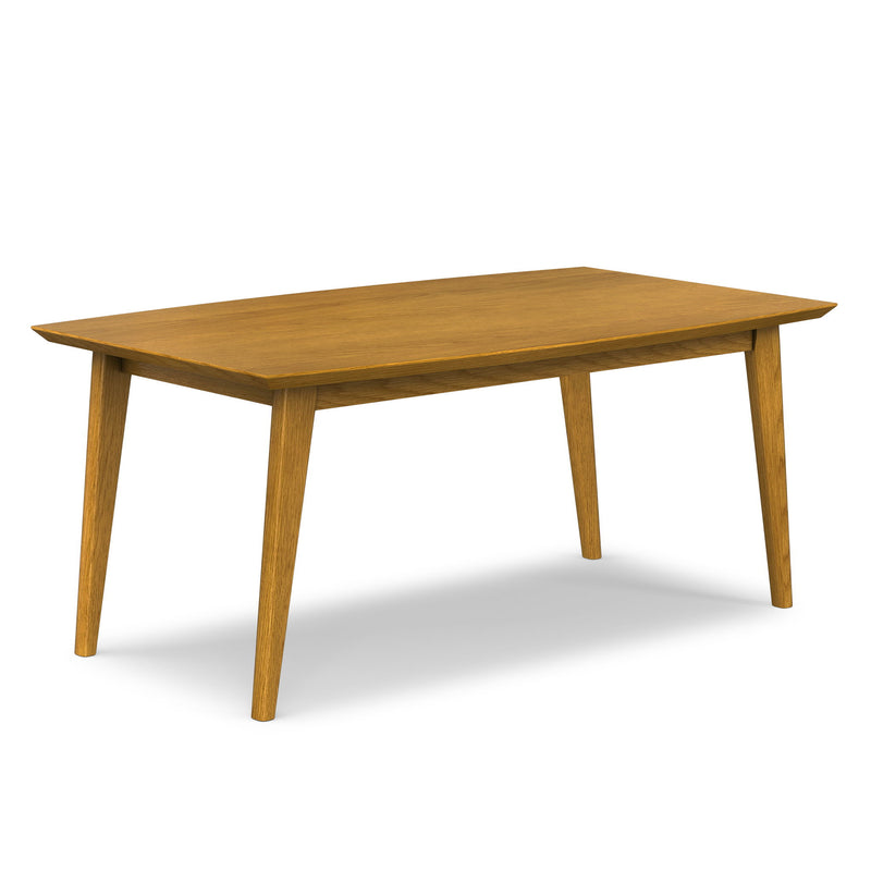 Simpli-Home Draper rectangular dining table with wooden top, ideal for modern dining rooms and family gatherings.