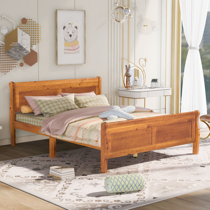 Platform Bed Frame Mattress Foundation Sleigh Bed With Headboard / Footboard / Wood Slat Suppor - R&R Furniture Gallery (Fountain Valley, CA)