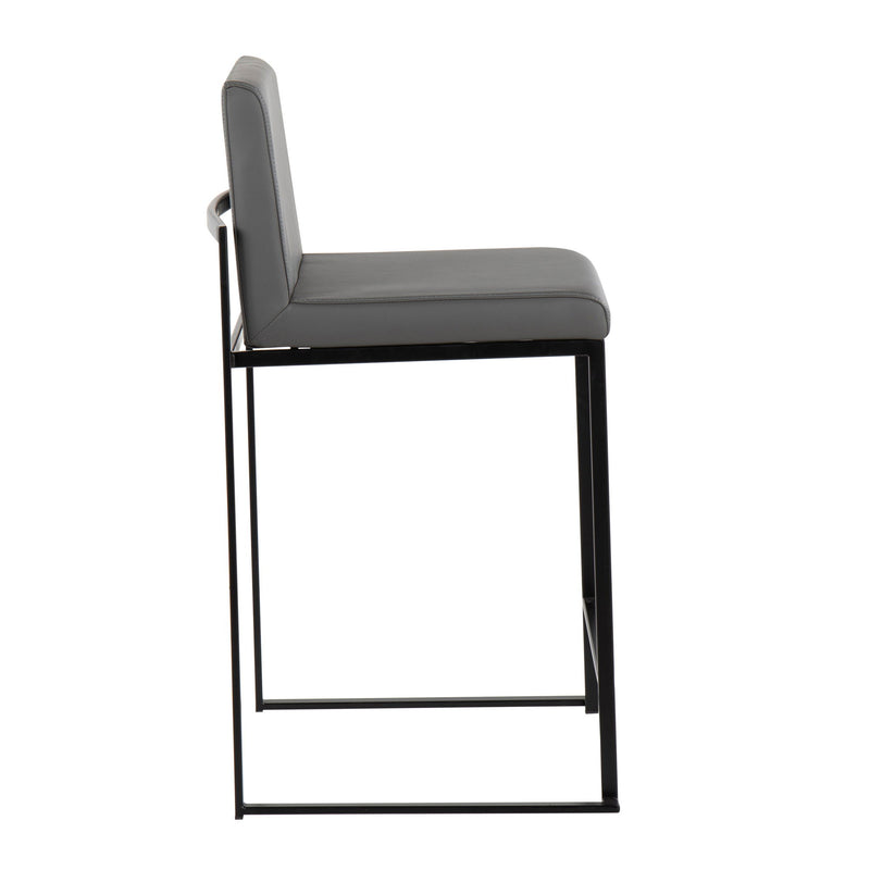 Lumi Source Fuji contemporary modern high back counter stool with sleek design and wooden legs, ideal for stylish kitchen seating.