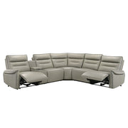 Jayke - Power Motion Sectional Sofa - Light Gray Top Grain Leather Match - R&R Furniture Gallery (Fountain Valley, CA)