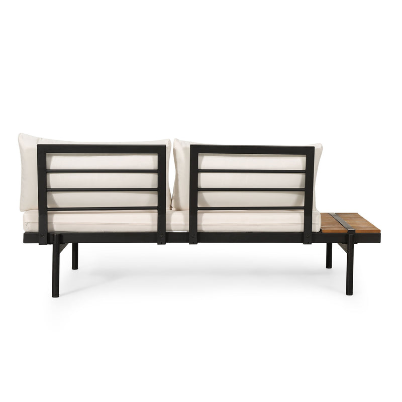 Noble House Theo 2 Seater Sofa with plush fabric and modern design, featuring comfortable cushions and wooden legs.